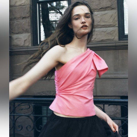 ZARA TAFFETA BOW TOP - Picture 4 of 9